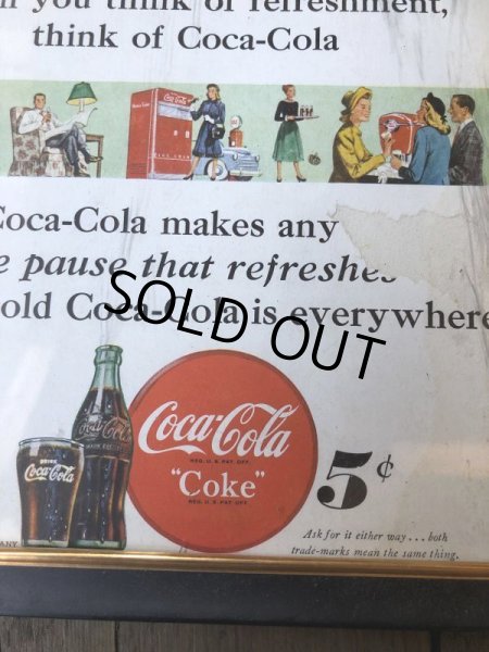 画像2: 40s Vintage Coca-Cola Advertising W/Frame (B923) (2)