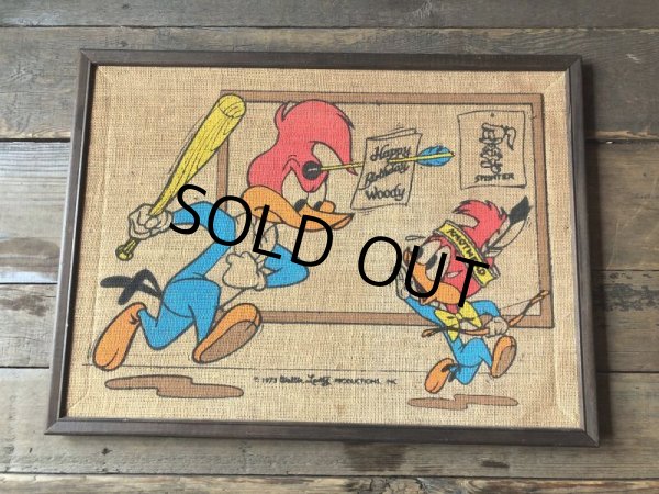 画像6: 70s Vintage Walter Lantz Woody Woodpecker Burlap Art (B020) (6)