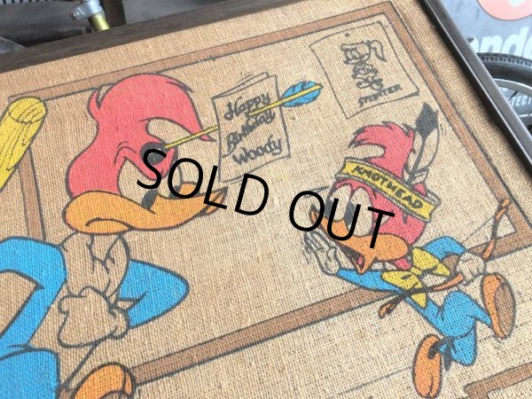 画像5: 70s Vintage Walter Lantz Woody Woodpecker Burlap Art (B020) (5)