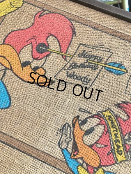 画像4: 70s Vintage Walter Lantz Woody Woodpecker Burlap Art (B020) (4)