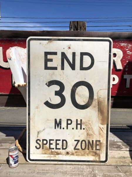 画像1: Vintage Road Sign END 30 M.P.H. SPEED ZONE (B243)  (1)