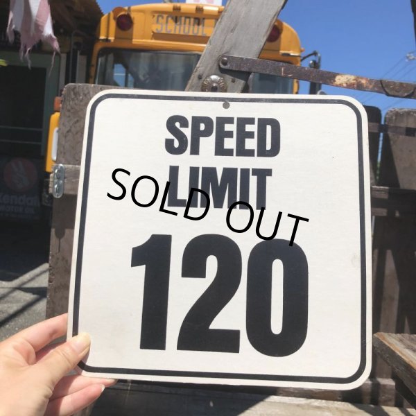 画像1: 70s Vintage Cardboard Sign SPEED LIMIT 120 (B288) (1)