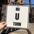 画像1: 70s Vintage Cardboard Sign NO U TURN (B319) (1)