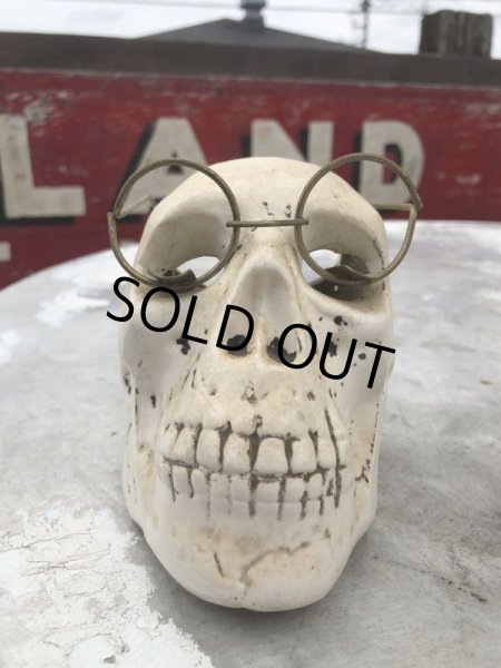 画像7: Vintage Skull w/Glasses Ceramic Ashtray (B322) (7)