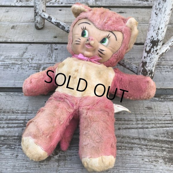 画像6: Vintage Rubber Face Doll Pink Kitty Cat (B393) (6)