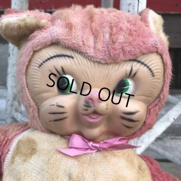 画像10: Vintage Rubber Face Doll Pink Kitty Cat (B393) (10)