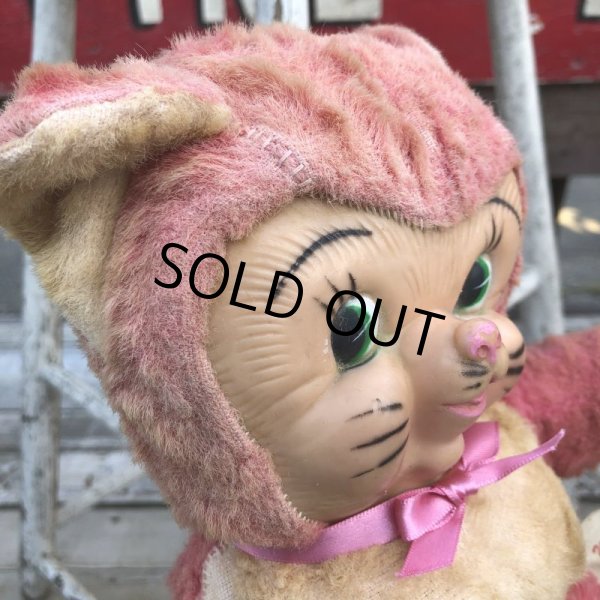 画像9: Vintage Rubber Face Doll Pink Kitty Cat (B393) (9)