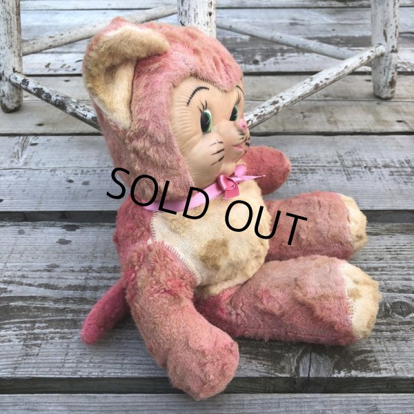 画像3: Vintage Rubber Face Doll Pink Kitty Cat (B393) (3)