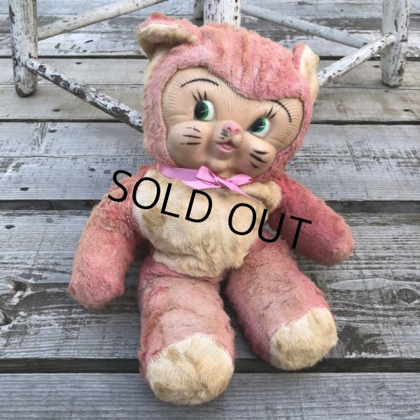 画像2: Vintage Rubber Face Doll Pink Kitty Cat (B393) (2)