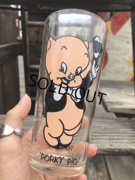 画像1: 70s Vintage Pepsi Glass Porky Pig (B419) (1)