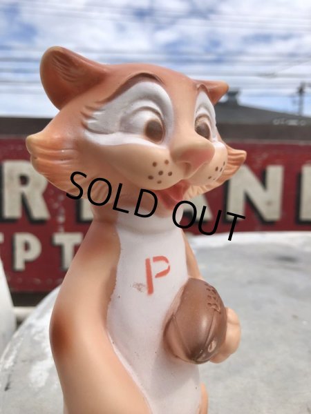 画像7: 50s Vinatge Tiger Cat Football Mascot Rubber Doll (B427) (7)