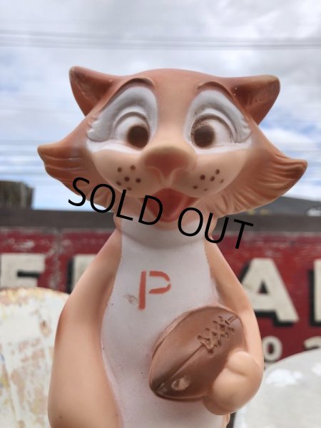 画像9: 50s Vinatge Tiger Cat Football Mascot Rubber Doll (B427) (9)