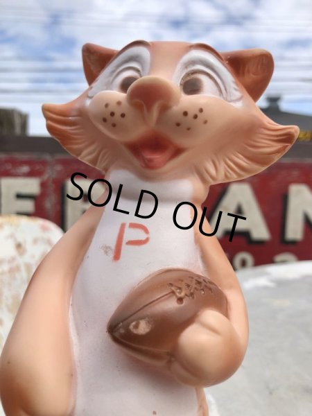 画像8: 50s Vinatge Tiger Cat Football Mascot Rubber Doll (B427) (8)