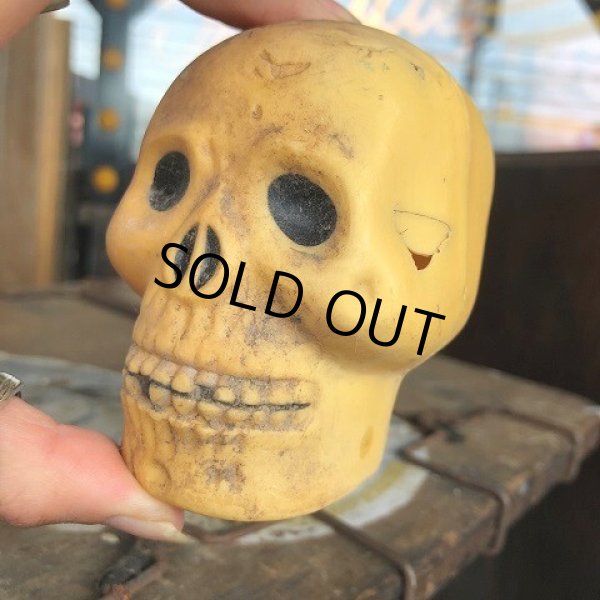 画像1: Vintage Halloween Decoration Skull Blow Mold Plastic Lamp Head (B462) (1)