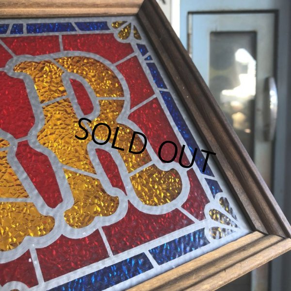 画像6: 70s Vintage Light Up BAR Stain Glass style Sing (B479) (6)