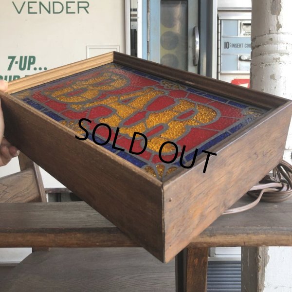 画像4: 70s Vintage Light Up BAR Stain Glass style Sing (B479) (4)