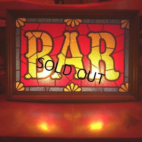 画像9: 70s Vintage Light Up BAR Stain Glass style Sing (B479) (9)