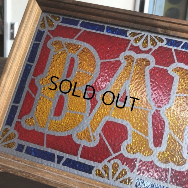 画像5: 70s Vintage Light Up BAR Stain Glass style Sing (B479) (5)