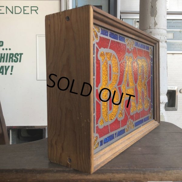 画像3: 70s Vintage Light Up BAR Stain Glass style Sing (B479) (3)