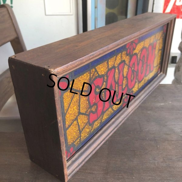 画像4: 70s Vintage Light Up SALOON Stain Glass style Sing (B478) (4)
