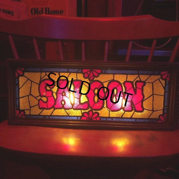 画像11: 70s Vintage Light Up SALOON Stain Glass style Sing (B478) (11)