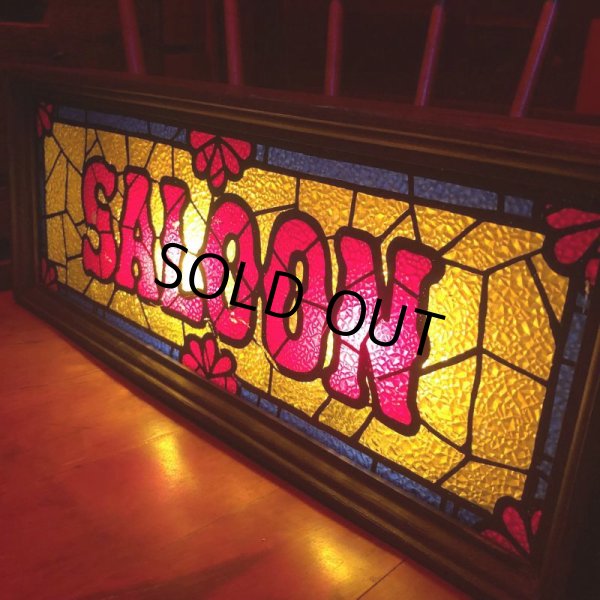 画像13: 70s Vintage Light Up SALOON Stain Glass style Sing (B478) (13)