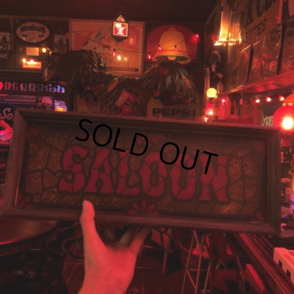 画像2: 70s Vintage Light Up SALOON Stain Glass style Sing (B478) (2)