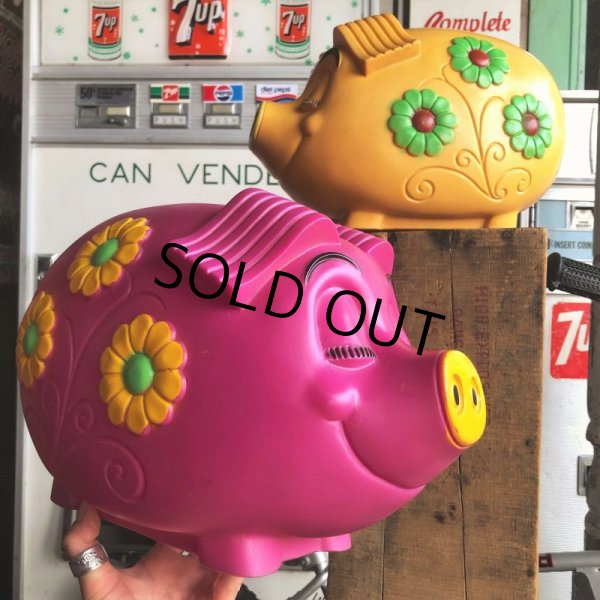 画像1: 70s Vintage Psychedelic Hippie Pig Piggy Bank BIG SIZE (B507) (1)