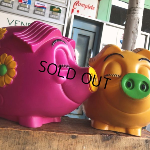 画像2: 70s Vintage Psychedelic Hippie Pig Piggy Bank BIG SIZE (B507) (2)
