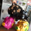 画像13: 70s Vintage Piggy Flowers Coin Bank SUPER BIG SIZE (B515) (13)
