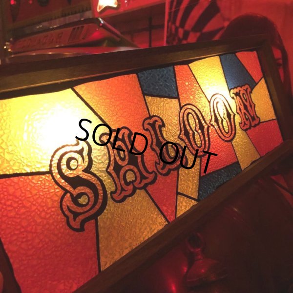 画像2: 70s Vintage Light Up SALOON Stain Glass style Sing (B546) (2)