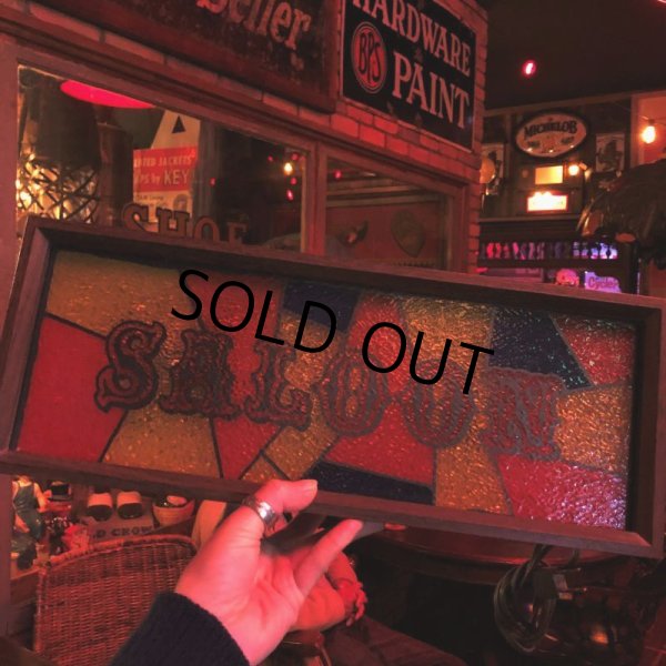 画像5: 70s Vintage Light Up SALOON Stain Glass style Sing (B546) (5)