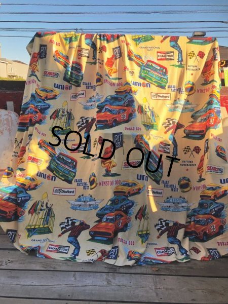 画像10: 70s Vintage SEARS NASCAR Blanket Fabric 268x227cm (B590) (10)