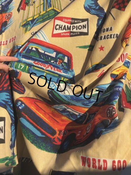 画像11: 70s Vintage SEARS NASCAR Blanket Fabric 268x227cm (B590) (11)