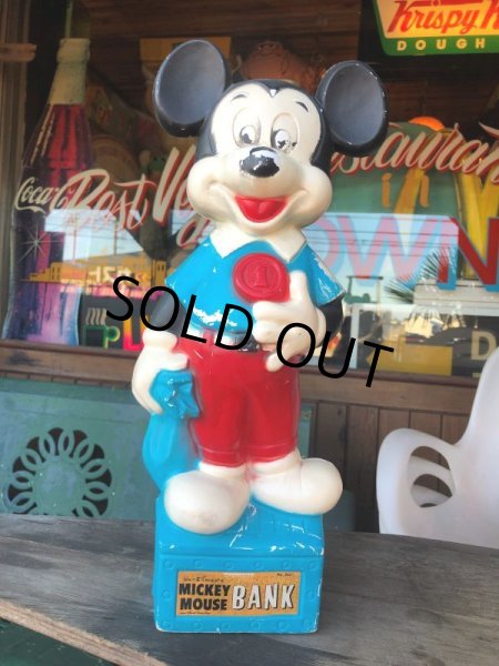 画像1: 60s Vintage Mickey Mouse Blow Mold Plastic Coin Bank 48cm (B598) (1)