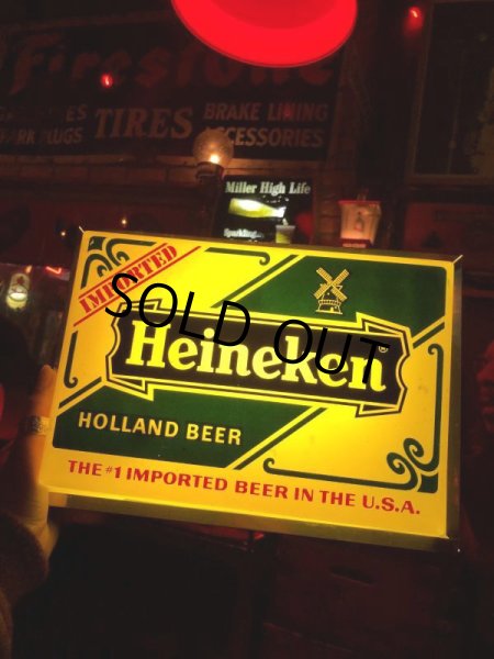 画像1: 70s Vintage Heineken Beer Lighted Sign (B601) (1)