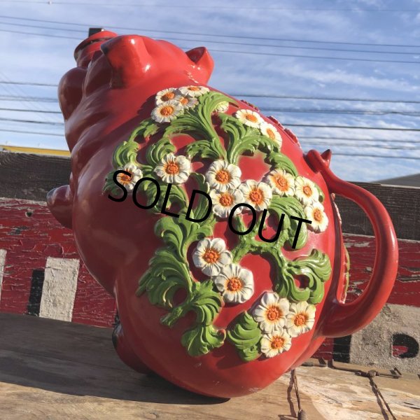 画像8: 70s Vintage Piggy Flowers Coin Bank SUPER BIG SIZE (B613) (8)