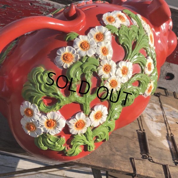 画像10: 70s Vintage Piggy Flowers Coin Bank SUPER BIG SIZE (B613) (10)