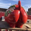 画像14: 70s Vintage Piggy Flowers Coin Bank SUPER BIG SIZE (B613) (14)