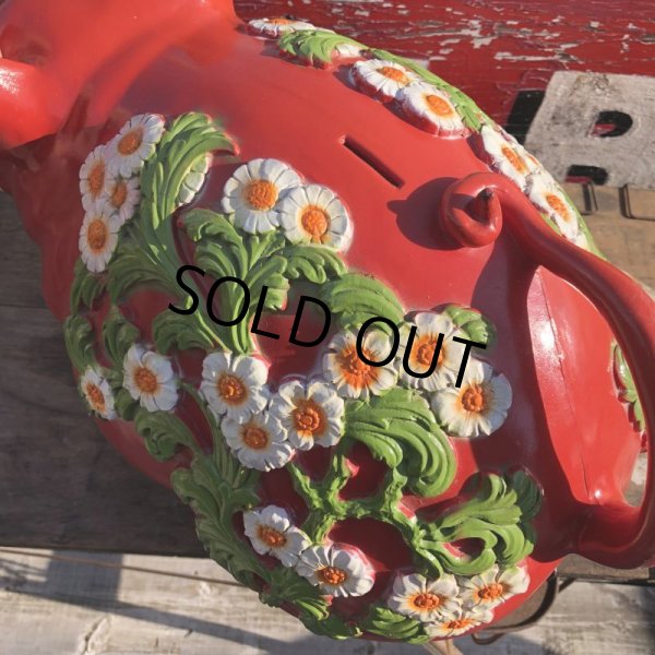 画像11: 70s Vintage Piggy Flowers Coin Bank SUPER BIG SIZE (B613) (11)