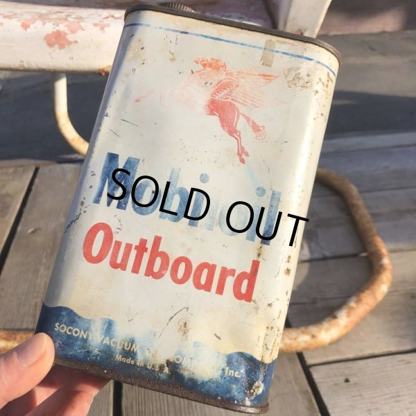画像6: Vintage Mobiloil Outboard Motor Oil 1 quart Pegasus Can (AL853) (6)