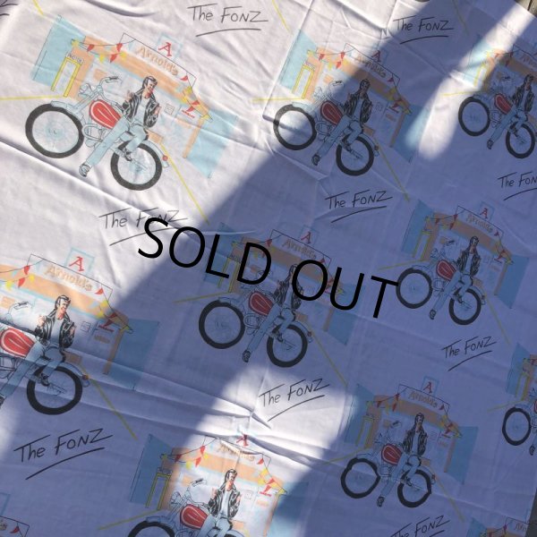 画像4: Vintage Twin Flat Sheet Fabric Happy Days THE FONZ (B679) (4)