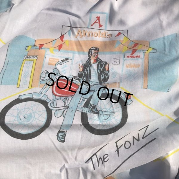 画像3: Vintage Twin Flat Sheet Fabric Happy Days THE FONZ (B679) (3)