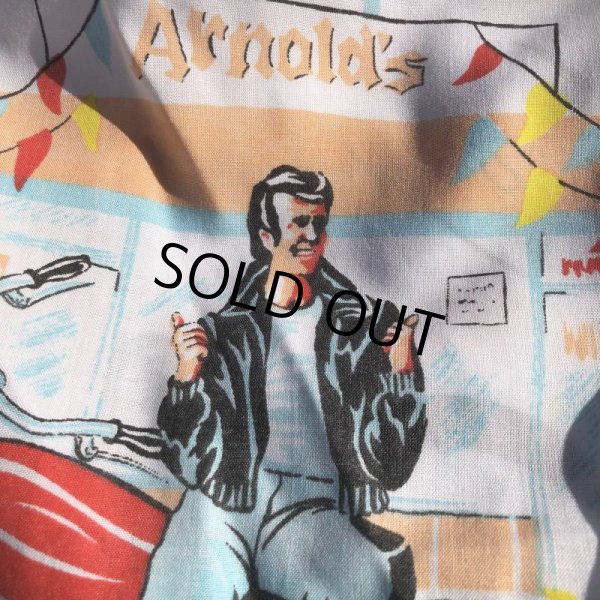 画像2: Vintage Twin Flat Sheet Fabric Happy Days THE FONZ (B679) (2)