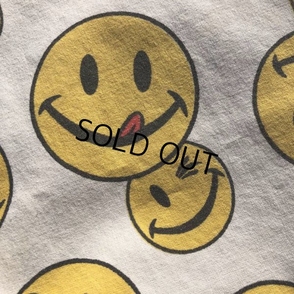 画像2: Vintage Twin Flat Sheet Fabric Happy Face (B678) (2)