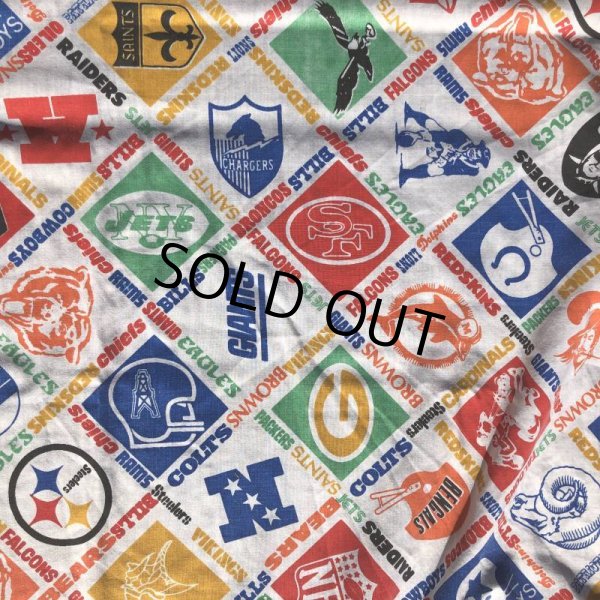 画像5: Vintage Twin Flat Sheet Fabric NFL (B681) (5)