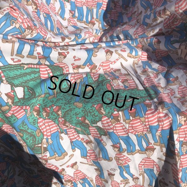 画像2: Vintage Twin Flat Sheet Fabric Where's Wally? (B676) (2)