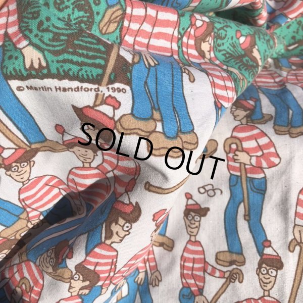 画像4: Vintage Twin Flat Sheet Fabric Where's Wally? (B676) (4)