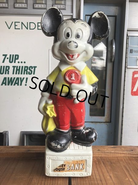 画像1: 60s Vintage Mickey Mouse Blow Mold Plastic Coin Bank 49cm (B746) (1)
