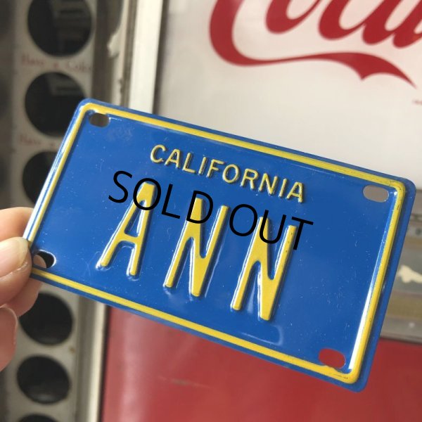 画像1: Vintage California Mini Bike Vanity Metal License Plate / ANN (B780)  (1)